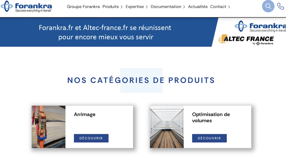 Un seul site web pour Forankra et Altec France 